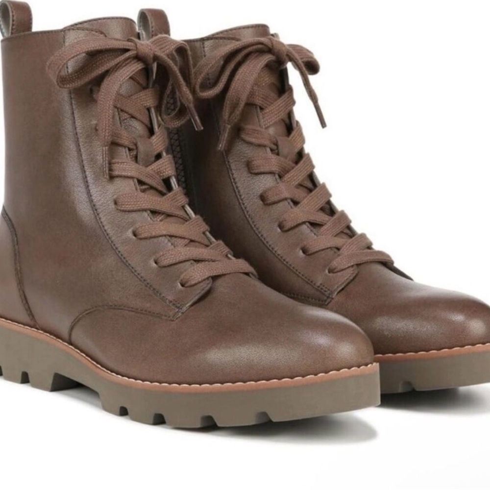 Vionic Brown Lace-Up Combat Boots